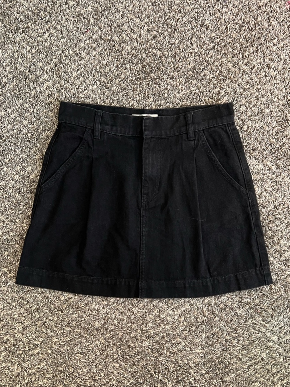 We The Free Black Denim Women's A-Line Mini Skirt Grunge Western Festival